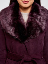 Пальто с поясом и отделкой из искусственного меха oodji для Женщина (красный), 10104030-2/45749/4900N