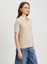 Джемпер-поло ажурной вязки oodji для Женщины (слоновая кость), 73812661-1/53070/3000N