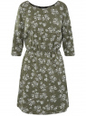 Платье вискозное с рукавом 3/4 oodji для Женщины (зеленый), 11901153-3B/42540/6612F