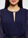Платье из струящейся ткани с ремнем oodji для женщины (синий), 21913017/17358/7529A