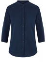 Рубашка хлопковая с воротником-стойкой oodji для женщины (синий), 23L12001B/45608/7900N