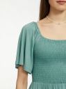 Платье приталенное с коротким рукавом oodji для женщины (зеленый), 14000184/49253/6C00N