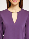 Блузка с вырезом-капелькой и металлическим декором oodji для женщины (фиолетовый), 21400396/38580/8800N