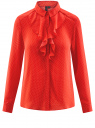 Блузка из струящейся ткани с воланами oodji для женщины (красный), 21411090/36215/4510D