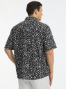 Рубашка с коротким рукавом из смесового льна oodji для Мужчина (черный), 3L430005M-2/50930N/2912G