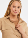Рубашка хлопковая с нагрудными карманами oodji для женщины (бежевый), 13K11043/49387/3300N