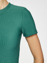 Платье трикотажное с коротким рукавом oodji для женщины (зеленый), 14011007/45262/6E00N