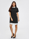 Платье из комбинированной ткани с рубашечным воротником oodji для женщины (черный), 12C11003/42250/2900N