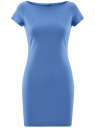Платье трикотажное с вырезом-лодочкой oodji для женщины (синий), 14001117-2B/16564/7500N