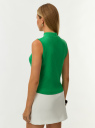 Топ в рубчик с воротником-стойкой oodji для Женщины (зеленый) Топ в рубчик с воротником-стойкой oodji для Женщины (зеленый), 18905005/51168/6A00N
