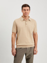 Поло вязаное с коротким рукавом oodji для Мужчины (бежевый), 4L512039M-1/52295/3300M