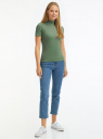 Водолазка хлопковая с коротким рукавом oodji для Женщины (зеленый), 15E11011/48037/6201N