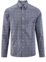 Рубашка приталенная в мелкую графику oodji для мужчины (синий), 3L110322M/44425N/1079G