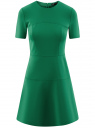 Платье трикотажное с расклешенной юбкой oodji для женщины (зеленый), 14001165/33038/6D00N