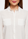 Блузка с нагрудными карманами и регулировкой длины рукава oodji для Женщины (белый), 11400355-3B/26346/1200N