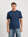 Футболка хлопковая с принтом oodji для Мужчины (синий), 5L641011I-6/46154/7979E