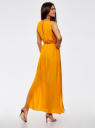 Платье макси с резинкой на талии и завязками oodji для женщины (оранжевый), 21900323-1/42873/5500N
