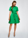 Платье-рубашка с поясом oodji для женщины (зеленый), 21900311/42358/6D00N