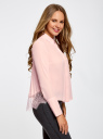 Блузка с кружевом и плиссированной спинкой oodji для женщины (розовый), 21400401/45287/4000N