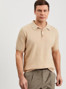Поло вязаное с коротким рукавом oodji для Мужчины (бежевый), 4L512039M-1/52295/3300M