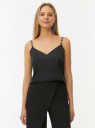 Топ атласный на бретелях с декором oodji для Женщины (черный) Топ атласный на бретелях с декором oodji для Женщины (черный), 14901429/50157/2900N