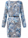 Платье из шифона с ремнем oodji для женщины (синий), 11900150-5M/13632/1270E
