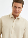 Рубашка из смесового льна с длинным рукавом oodji для Мужчина (бежевый), 3L330009M/50932N/3300N