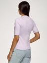 Джемпер с короткими рукавами и воротником-стойкой oodji для женщины (фиолетовый), 73812658-1B/45755/8000M