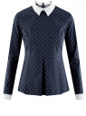 Блузка из хлопка с баской oodji для женщины (синий), 11400444-1/26357/7910D