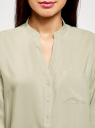 Блузка вискозная с рукавом-трансформером 3/4 oodji для женщины (зеленый), 11403189-2B/26346/6000N