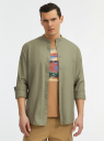 Рубашка хлопковая с воротником-стойкой oodji для Мужчина (зеленый), 3L330008M/50866N/6600N