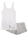 Пижама из хлопка с принтом oodji для Женщины (белый), 56002138-4/35919/1023P