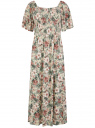 Платье приталенное с коротким рукавом oodji для Женщина (бежевый), 14000184/49253/3341F