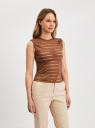 Майка полуприлегающая в полоску oodji для Женщины (коричневый), 24315016/50532/3700N