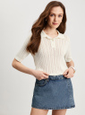 Джемпер-поло ажурной вязки oodji для Женщины (белый), 73812661/51227/1200N