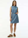 Платье-поло прямое из смесового льна oodji для Женщины (синий) Платье-поло прямое из смесового льна oodji для Женщины (синий), 12C11006/16009/7002N