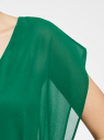 Платье шифоновое с декором на поясе oodji для женщины (зеленый), 21900307/38584/6E00N