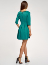 Платье трикотажное со складками на юбке oodji для женщины (зеленый), 14001148-1/33735/6D00N