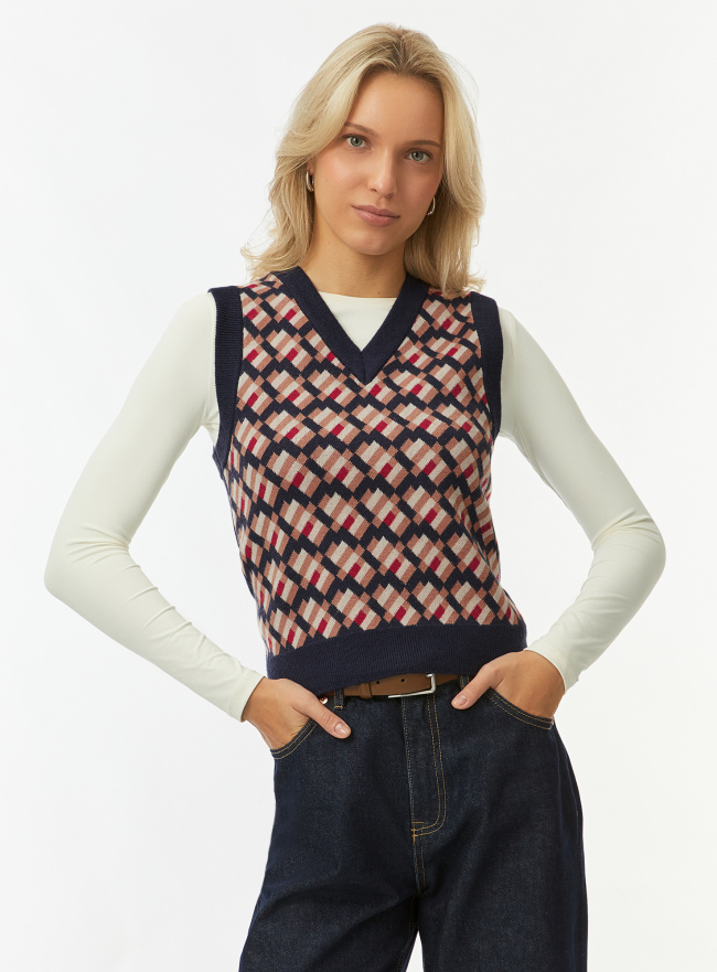 Жилет вязаный oodji для Женщины (синий), 64510010/49316/7933J