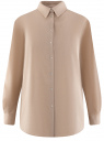 Рубашка из смесового льна с длинным рукавом oodji для Женщины (бежевый), 13L11034/50890/3300N