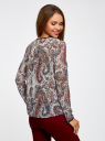 Блузка из струящейся ткани с контрастной отделкой oodji для Женщины (разноцветный), 11411059-2/38375/3045E