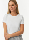 Футболка базовая хлопковая oodji для Женщины (белый) Футболка базовая хлопковая oodji для Женщины (белый), 14701143/44135N/1000N