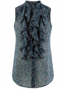 Топ из струящейся ткани с воланами oodji для женщины (синий), 21411106/17358/7941F