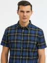 Рубашка хлопковая с короткими рукавами и нагрудным карманом oodji для Мужчины (синий), 3L420007M/51212/7951C