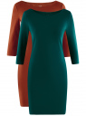 Комплект из двух платьев облегающего силуэта oodji для Женщина (разноцветный), 14001071T2/46148/6E31N