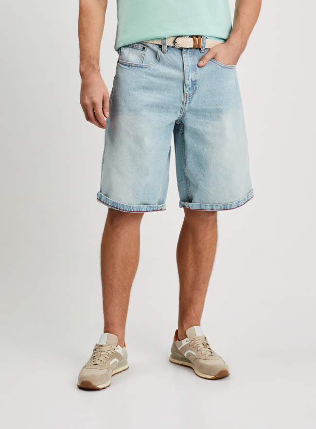 Шорты джинсовые широкие oodji для Мужчины (синий), 6L220027M/53049/7000W