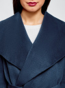 Пальто без застежки с поясом oodji для Женщины (синий), 10104042/46315/7900N