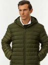 Куртка стеганая с капюшоном oodji для Мужчины (зеленый) Куртка стеганая с капюшоном oodji для Мужчины (зеленый), 1B112029M/50223/6801N