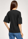 Блузка с вышивкой и воланами на рукавах oodji для Женщины (черный), 14708042-1/47420/2919P
