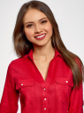 Блузка льняная с карманами oodji для женщины (красный), 21412145/42532/4500N